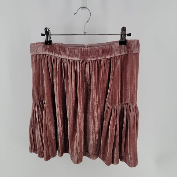 Madewell Pink Velvet Tiered Mini Skirt – Size 8 – Holiday Ready - Picture 3 of 10